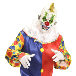 Skräckclown latexmask med tuppkam