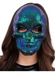 Paljett Skelett Mask Grön/Blå