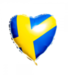 Hjärta Sveige Flagga Folieballong