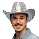 Glitter Cowboyhatt Silver
