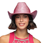 Cowboyhatt Glitter Ljusrosa