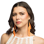 Boho-fjäderörhängen orange