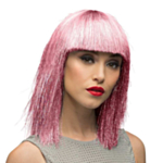 Lugg Glitterperuk Ljusrosa