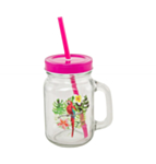 Papegoja Glas Med Sugrör Fuchsia