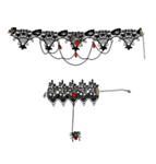 Spindel Choker & Armband Svart/Röd