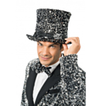 Glitter Hög hatt Silver