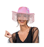 Glittrande Cowboyhatt Med Fransar Ljusrosa