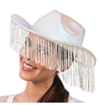 Glittrande Cowboyhatt Med Fransar Vit