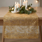 Organza Bordslöpare Blad Guld