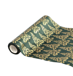 Velour Bladmotiv Bordslöpare Grön/Guld