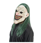 Clown Latexmask Med Grönt Hår