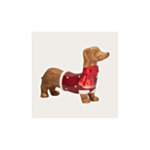 Hund Julfigur Brun/Röd