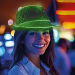 Paljett LED Fedora Grön