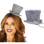 Mini Glittrig Hög Hatt Silver