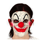 Halloween Clown Halvmask Vit/Röd