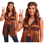 Boho Hippie Fransväst Brun
