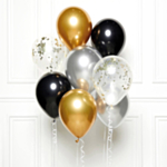 Ballongbukett Svart/Guld