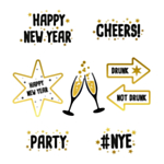 Happy New Year Fönsterklistermärken Svart/Guld