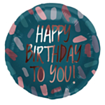 Happy Birthday Folieballong Petroleum/Rosa