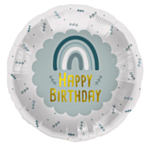 Happy Birthday Folieballong Regnbåge Blå