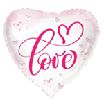 Love Folieballong Rosa/Vit
