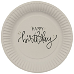 Happy Birthday Papperstallrikar Crème/Svart