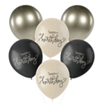 Happy Birthday Latexballonger Crème Noir