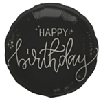 Happy Birthday Folieballong Svart