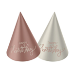 Happy Birthday Mini Partyhattar Crème Rose