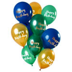 Happy Birthday Ballonger Mix Grön/Guld