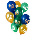 40 År Ballonger Mix Grön/Guld