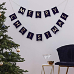 Merry Christmas Flaggirlang Marinblå