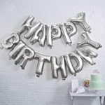 Happy Birthday Folieballonger Silver