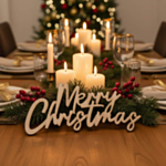 Merry Christmas Trä Bordsdekoration