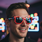 8-Bit Pixelglasögon Röd/Spegelglas
