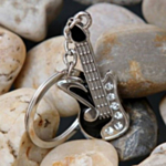 Elgitarr Nyckelring Silver
