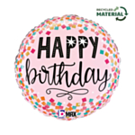 Happy Birthday Konfetti Folieballong Ljusrosa