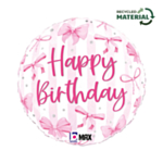 Happy Birthday Rosett Folieballong Ljusrosa