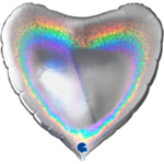 Hjärta Folieballong Holografisk Silver