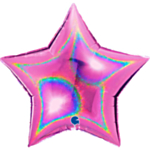 Stjärna Folieballong Holografisk Fuchsia