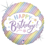 Happy Birthday Pastell Regnbåge Folieballong