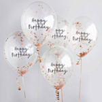 Happy Birthday Konfetti Ballonger Roséguld