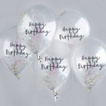 Happy Birthday Konfetti Ballonger Skimrande