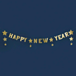Happy New Year Stjärnor Girlang Guld