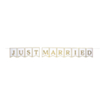 Just Married Flaggirlang Vit/Guld