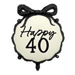 Happy 40 Folieballong Svart/Vit