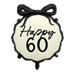 Happy 60 Folieballong Svart/Vit