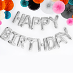 Happy Birthday Folieballonger Silver