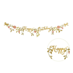 Blommig Happy Birthday Girlang Guld