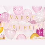 Happy Birthday Flaggirlang Ljusrosa